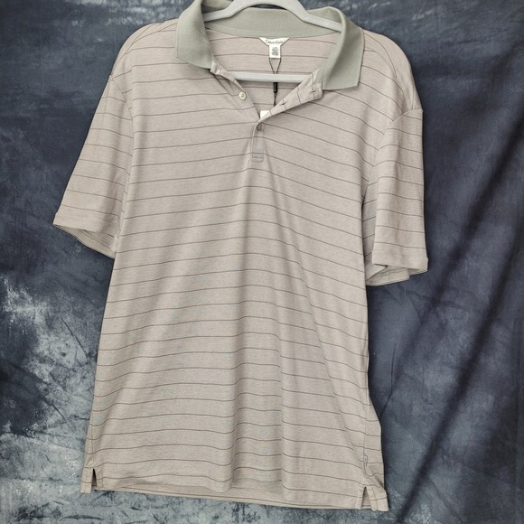 Calvin Klein Other - Calvin Klein Polo Shirt L‎ Gray Stripe Classic Fit Short Sleeve Casual Menswear